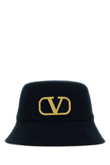Women's Bucket Vlogo-Embroidered Cotton Hat Navy