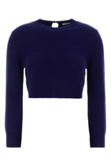 Women's Wool Blend Cropped Sweater Navy Nylon