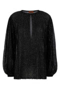 Women's Viscose-Blend Pleated Blouse Black