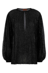 Women's Viscose-Blend Pleated Blouse Black