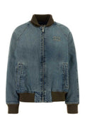 Women's Denim Bomber Jacket Blue Cotton
