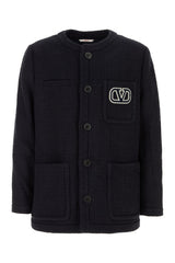 Men's Cotton-Viscose Blend Jacket Navy Polyamide