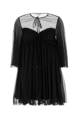 Women's Sheer Georgette Dress Black Outer