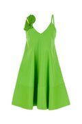 Women's Leather A-Line Mini Dress Green