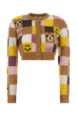 Women's Embroidered Patchwork Cardigan Multicolor Nylon Viscose Wool