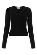 Women's Ribbed Wool Blend Sweater Black Polyester