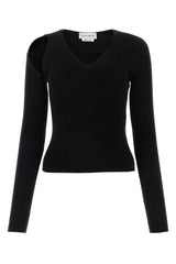 Women's Ribbed Wool Blend Sweater Black Polyester
