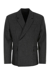 Men's Virgin Wool Melange Blazer Gray Blazers