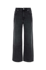 Men's Black Denim Wide-Leg Jeans Cotton