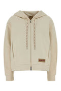 Women's Cardigan Hoodie Beige Cotton Polyester