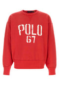 Men's Logo Crewneck Sweatshirt Red Cotton Polyester Sweater