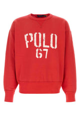 Men's Logo Crewneck Sweatshirt Red Cotton Polyester Sweater