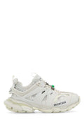 Women's White Mesh And Rubber Track Sneakers