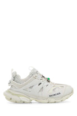 Women's White Mesh And Rubber Track Sneakers