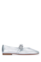 Women's Flowers Flat Silver Leather Sandal