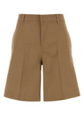 Women's Stretch Cotton Bermuda Shorts Beige Elastane Bermudas