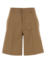Women's Stretch Cotton Bermuda Shorts Beige Elastane Bermudas