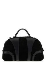 Men's Suede And Leather Top Handle Bag Black