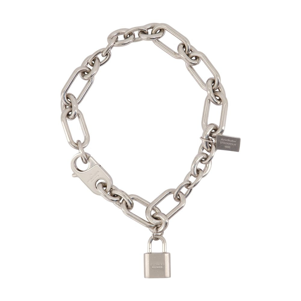 Acne Studios Chain-Link with Padlock Necklace — Silver