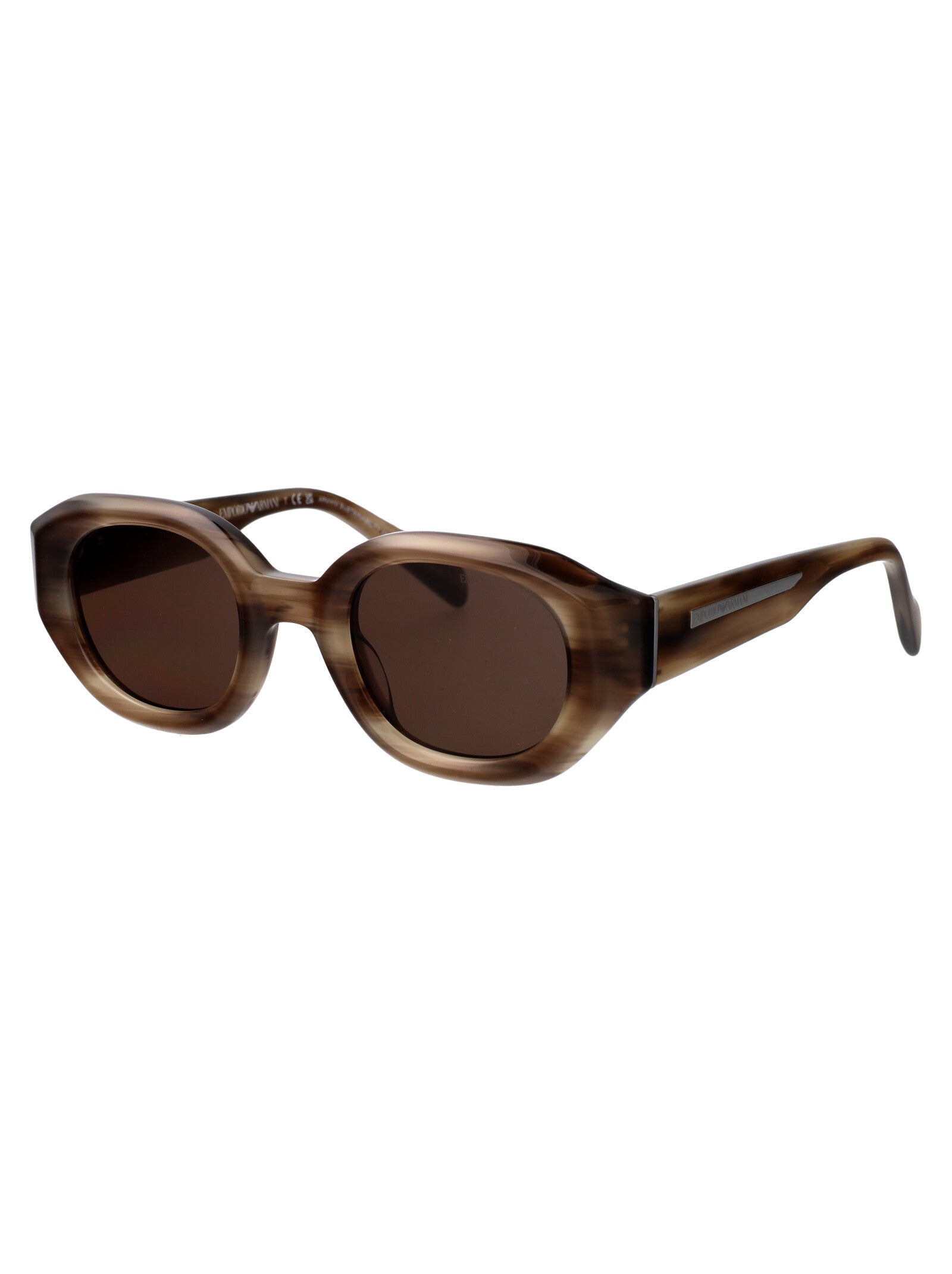 0ea4230u 614973 Shiny Striped Brown Acetate Sunglasses