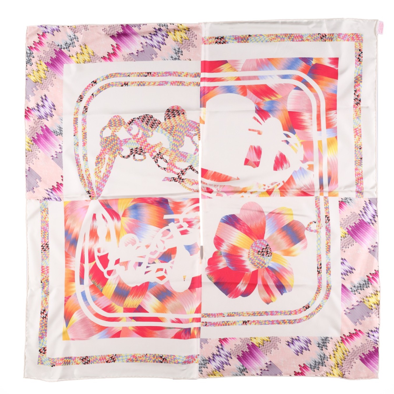 Hermès Brides de Gala Marble Silk Dossard Scarf — Pink, White and Blue