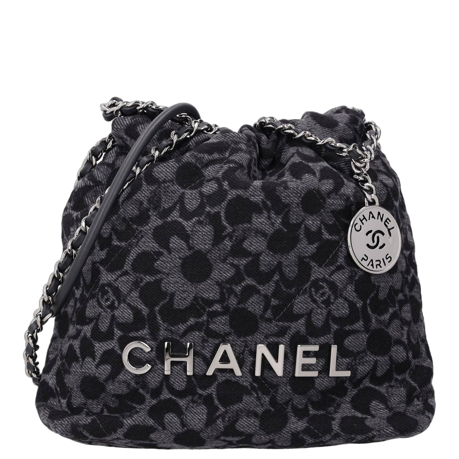 Chanel 22 Mini Denim Shoulder Bag — Black