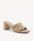 PebbleGrace Woven Block Heeled Sandal - Apricot / US 7 | EU 37.5 | UK 5