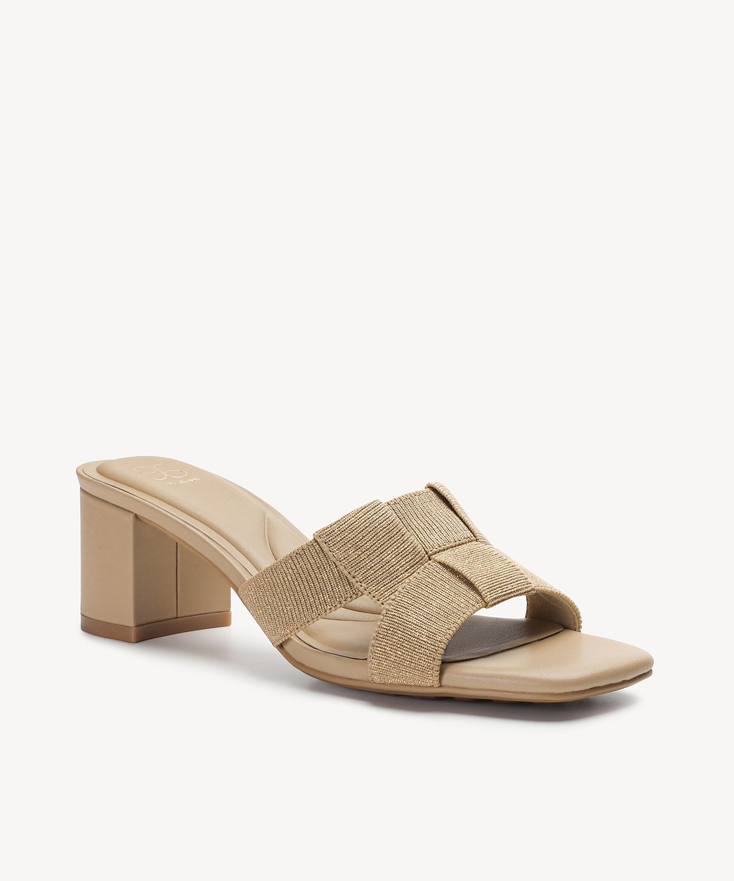 PebbleGrace Woven Block Heeled Sandal - Apricot / US 7 | EU 37.5 | UK 5