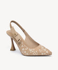 EverLush Bowknot Pointed Toe Heeled Slingback - Embroidery Apricot / US 7.5 | EU 38 | UK 5.5