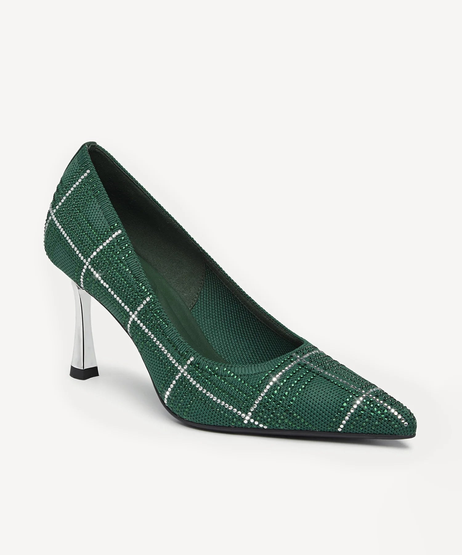 EternalPace Diamond Pointed Toe Heeled Pump - Green Plaid / US 9.5 | EU 41 | UK 7.5