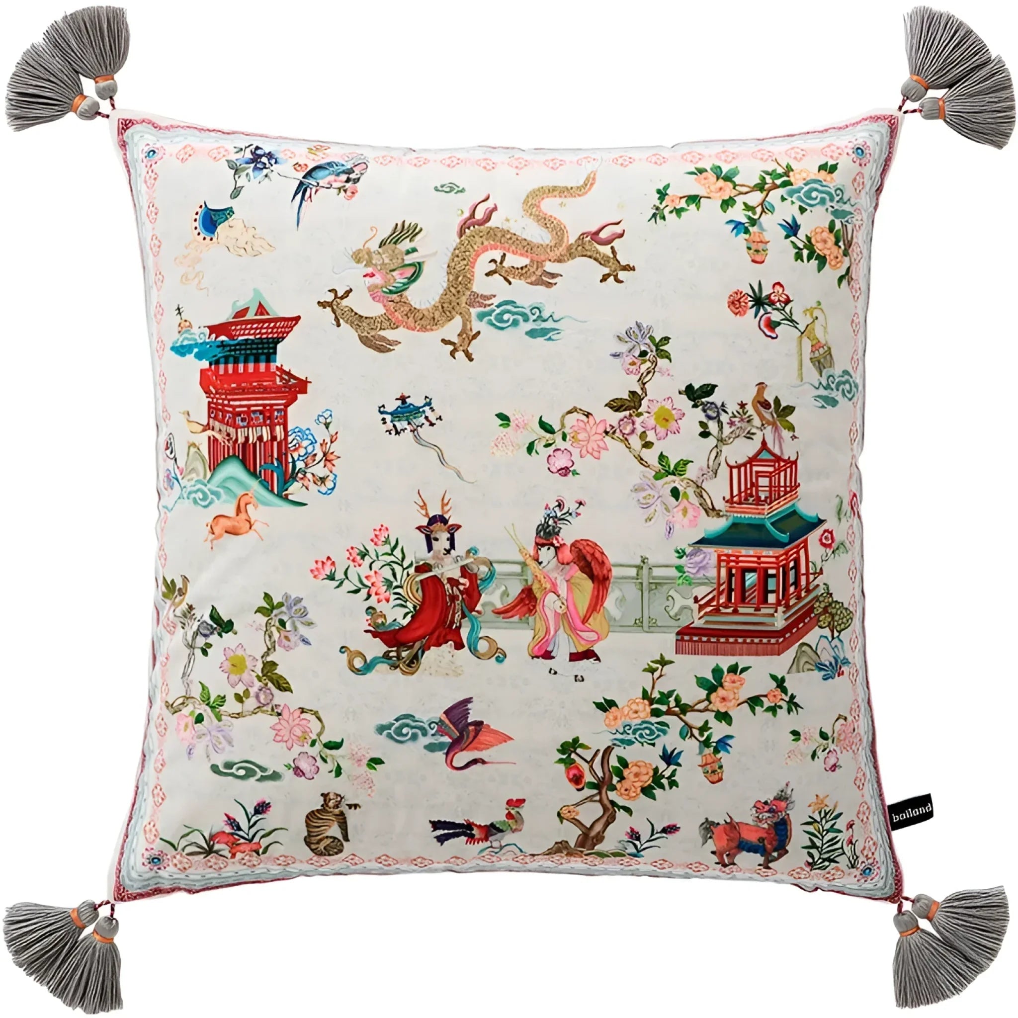 Imperial Dragon & Musician Luxe Pillow Cover