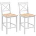 Set of 2 Farmhouse Bar Stools with Cross Back & Footrest, Natural