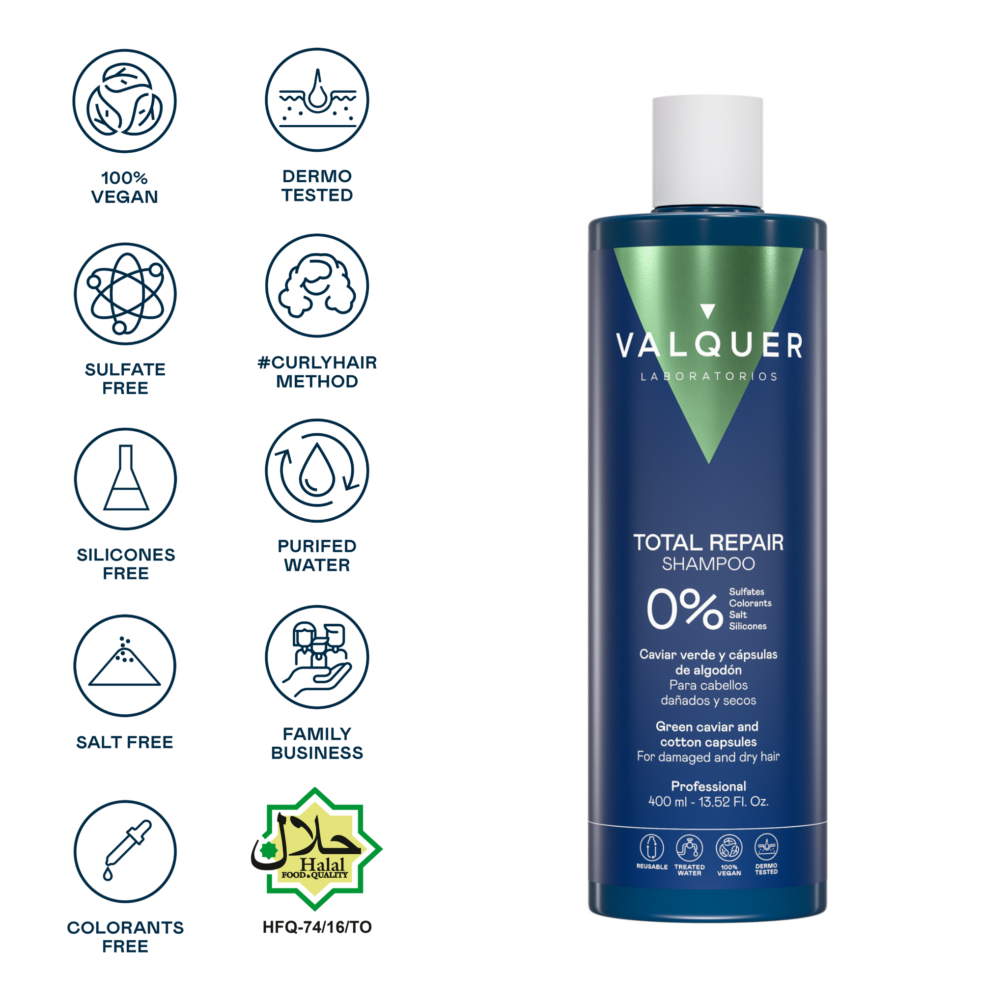 Champú Reparador para cabello dañado - 0% Sin Sulfatos