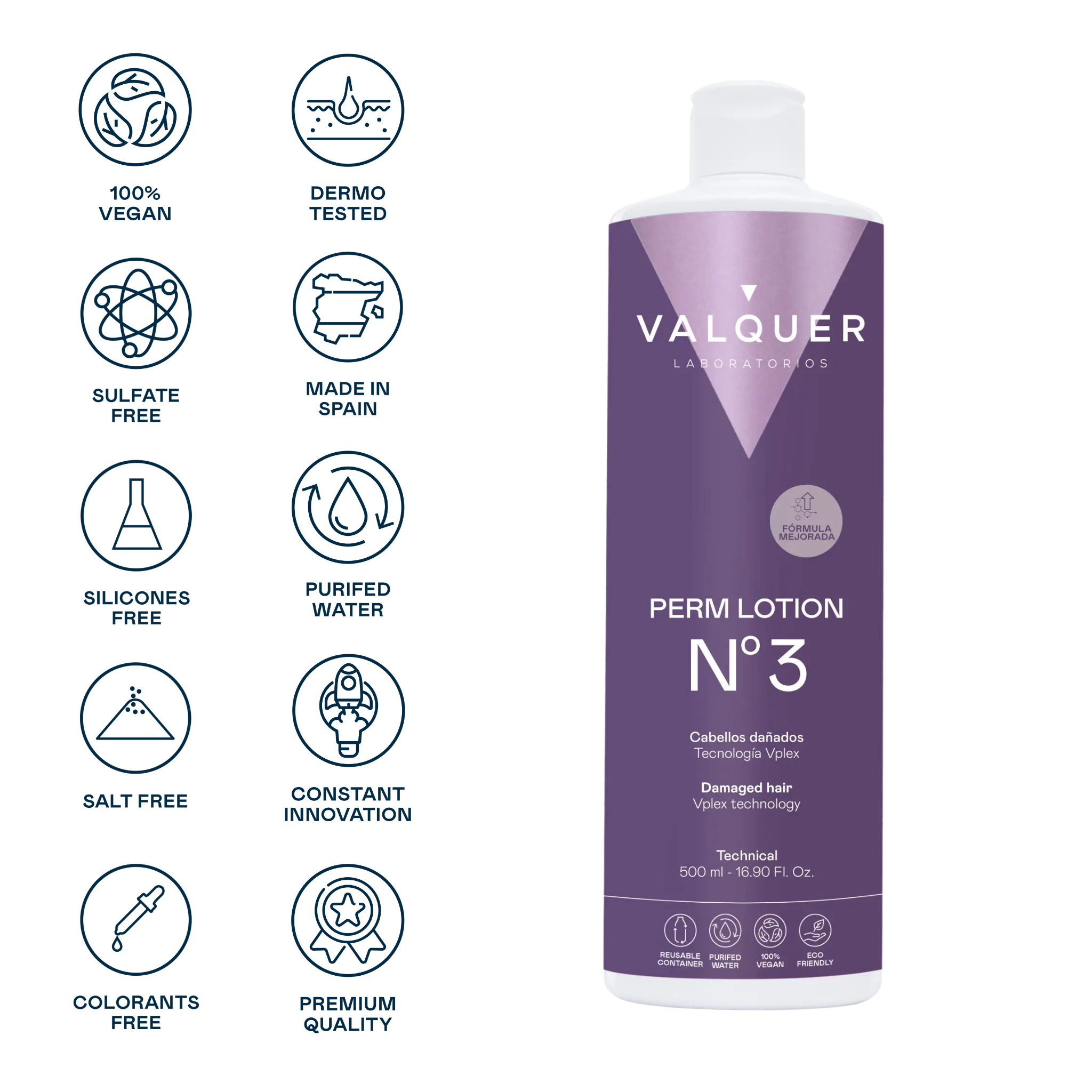 Líquido para permanente Nº3 (Cabello Dañado) - 500 ml
