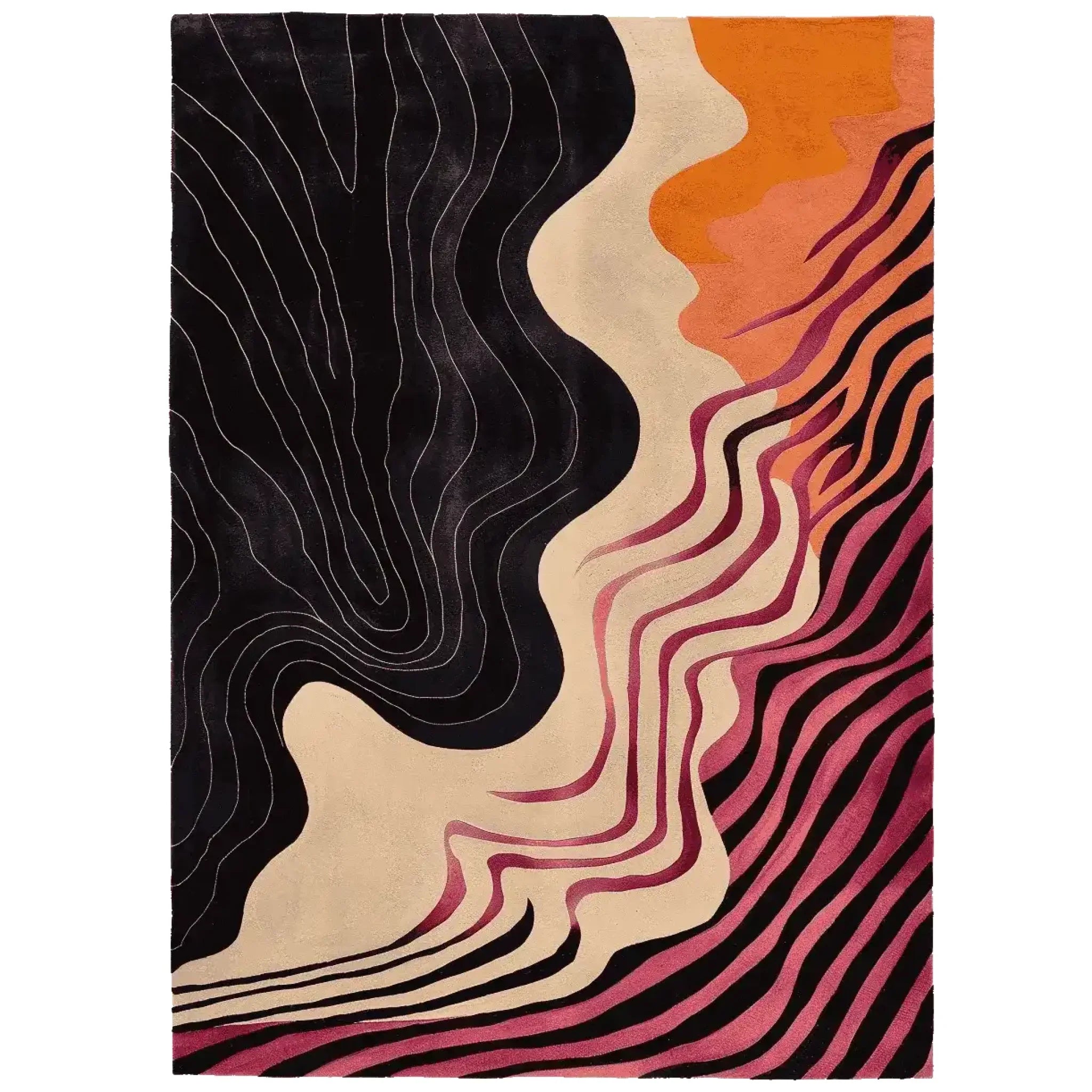 Inky Drift Lines Hand Tufted Rug