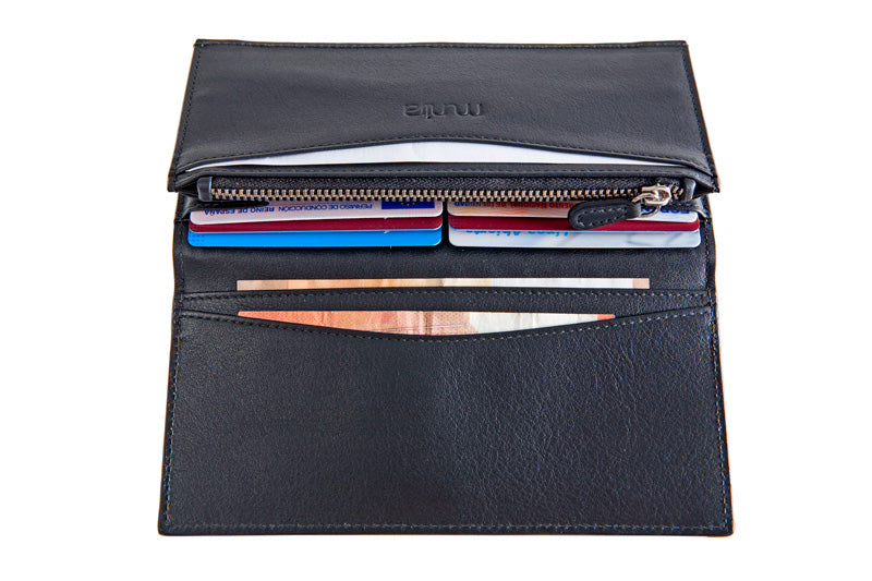 Large Embossed Leather Blue Wallet Freila