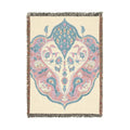 Intricate Floral and Bird Motif Woven Blanket