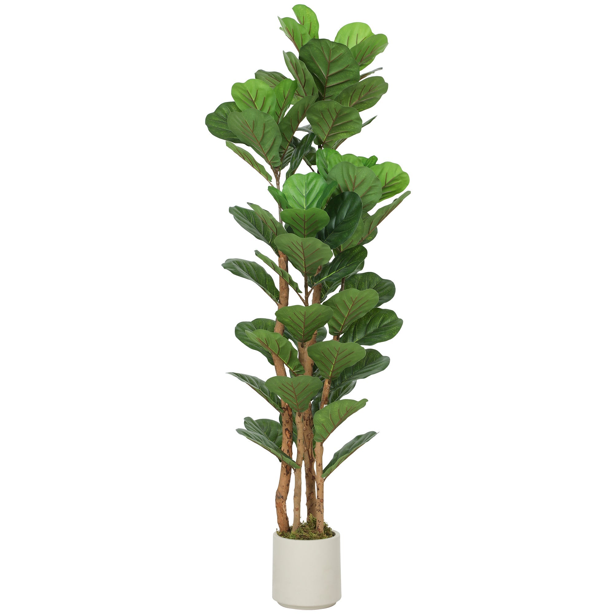 5FT Artificial Fiddle Leaf Fig Tree with Solid Wood Trunks, Lifelike Fake Tree with 45 Leaves in Pot, Green