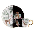 Irregularly Chinoiserie Tiger Mug and Saucer Set