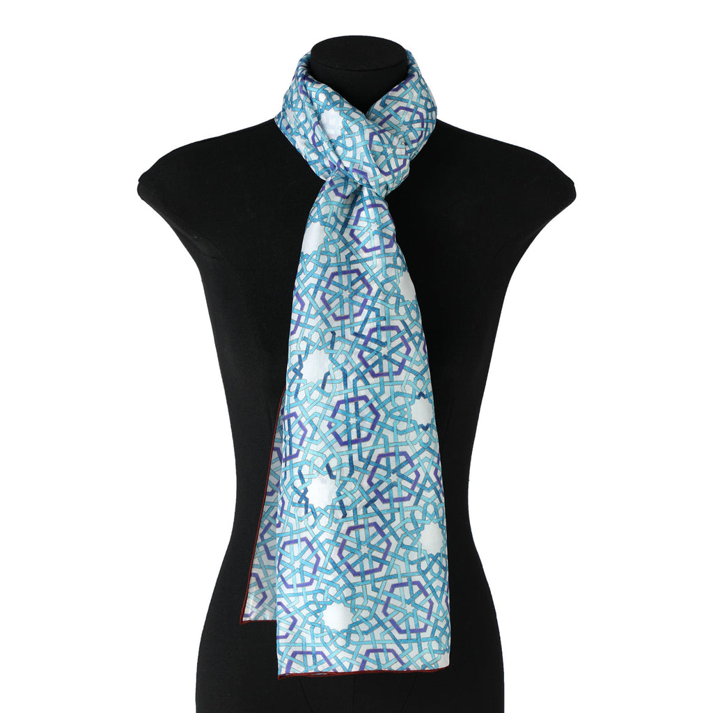 Islamic Motifs Silk Scarf Hijaz V1