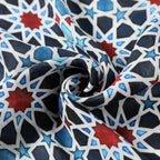 Islamic Art Inspired Scarf in Blue, Red, and Black