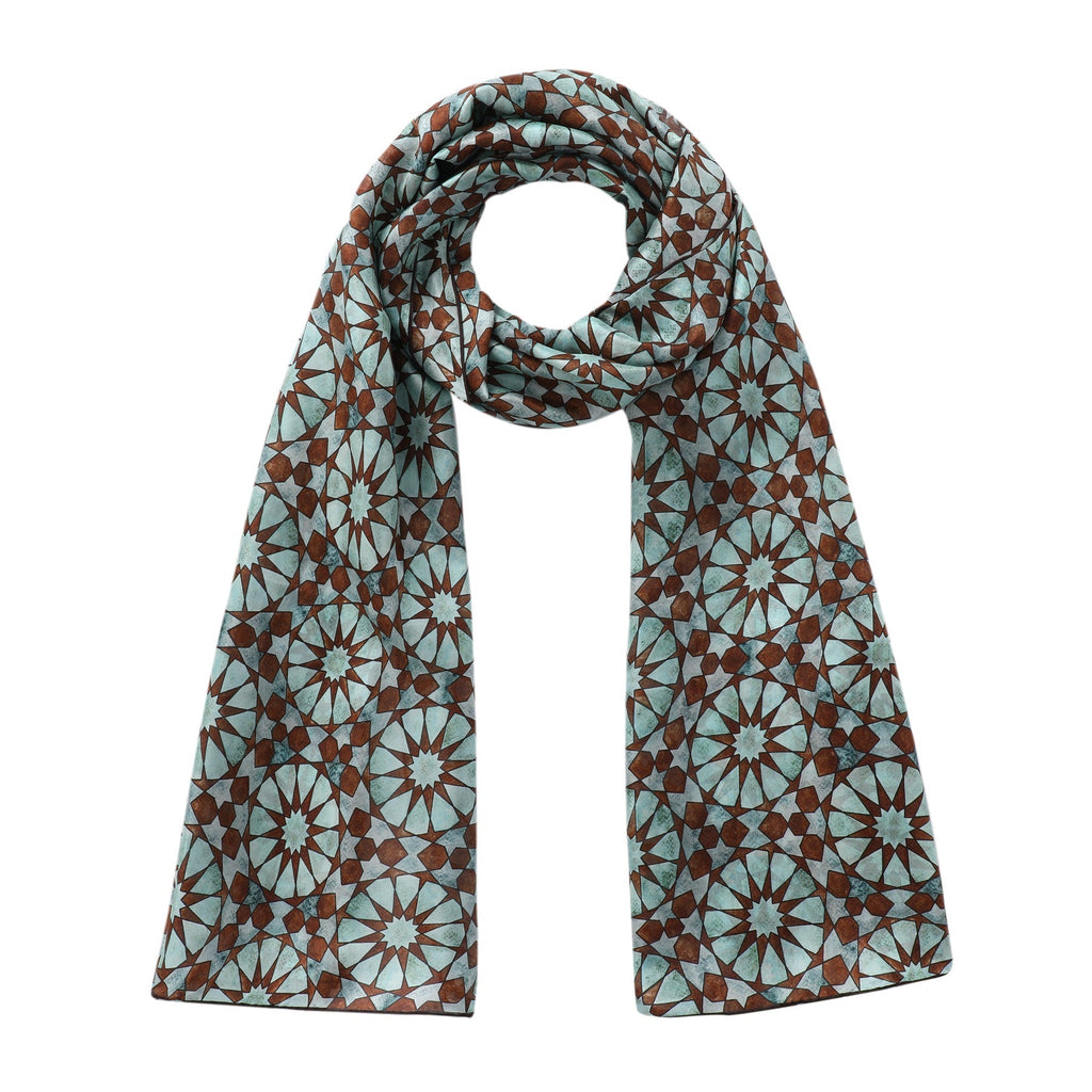 Islamic Pattern Tiles Silk Scarf Muqarnas V1