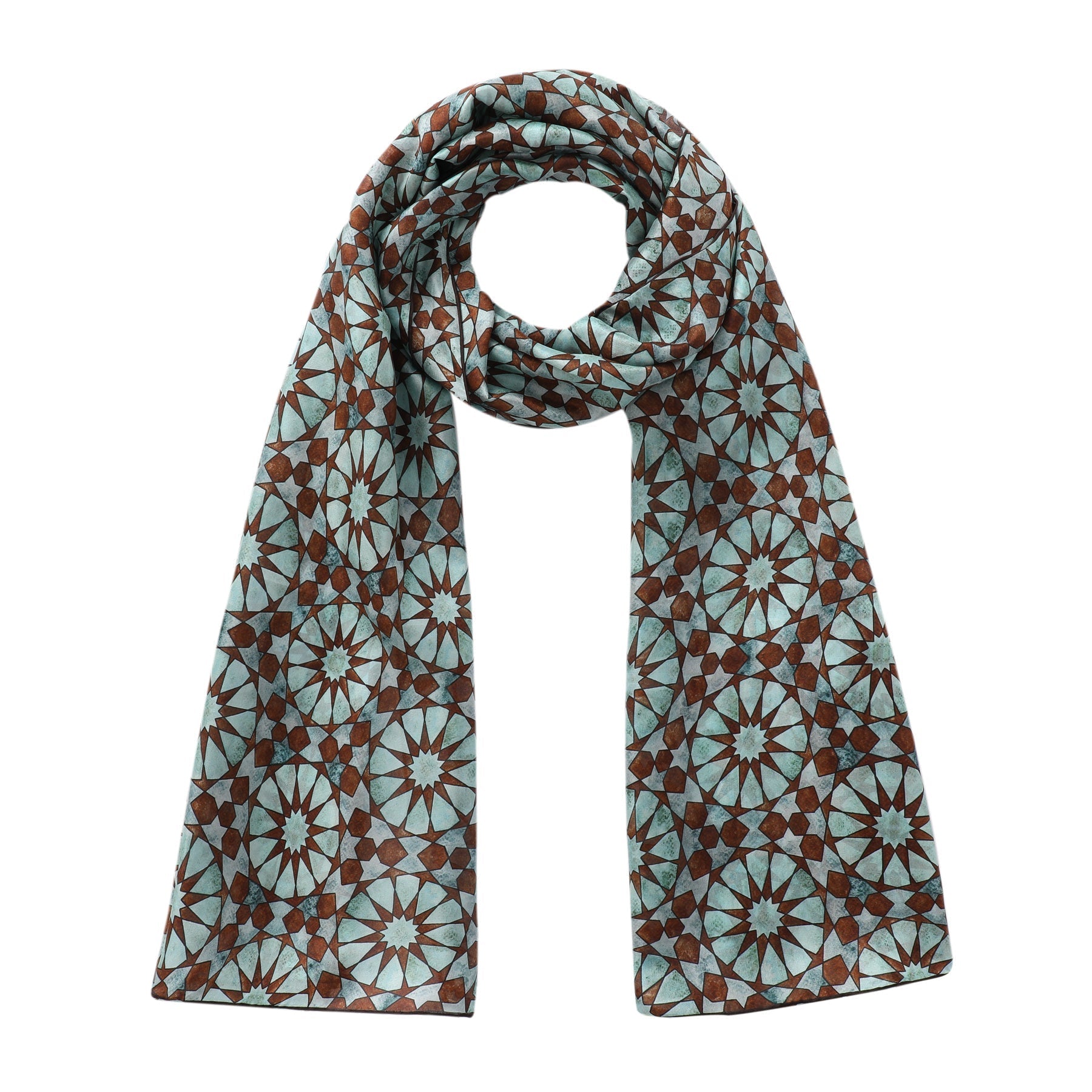 Islamic Pattern Tiles Silk Scarf Muqarnas V1