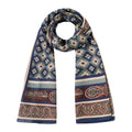 Geometric Islamic Scarf – Blue, Green & Beige Pattern, 100% Modal - Ziyarat