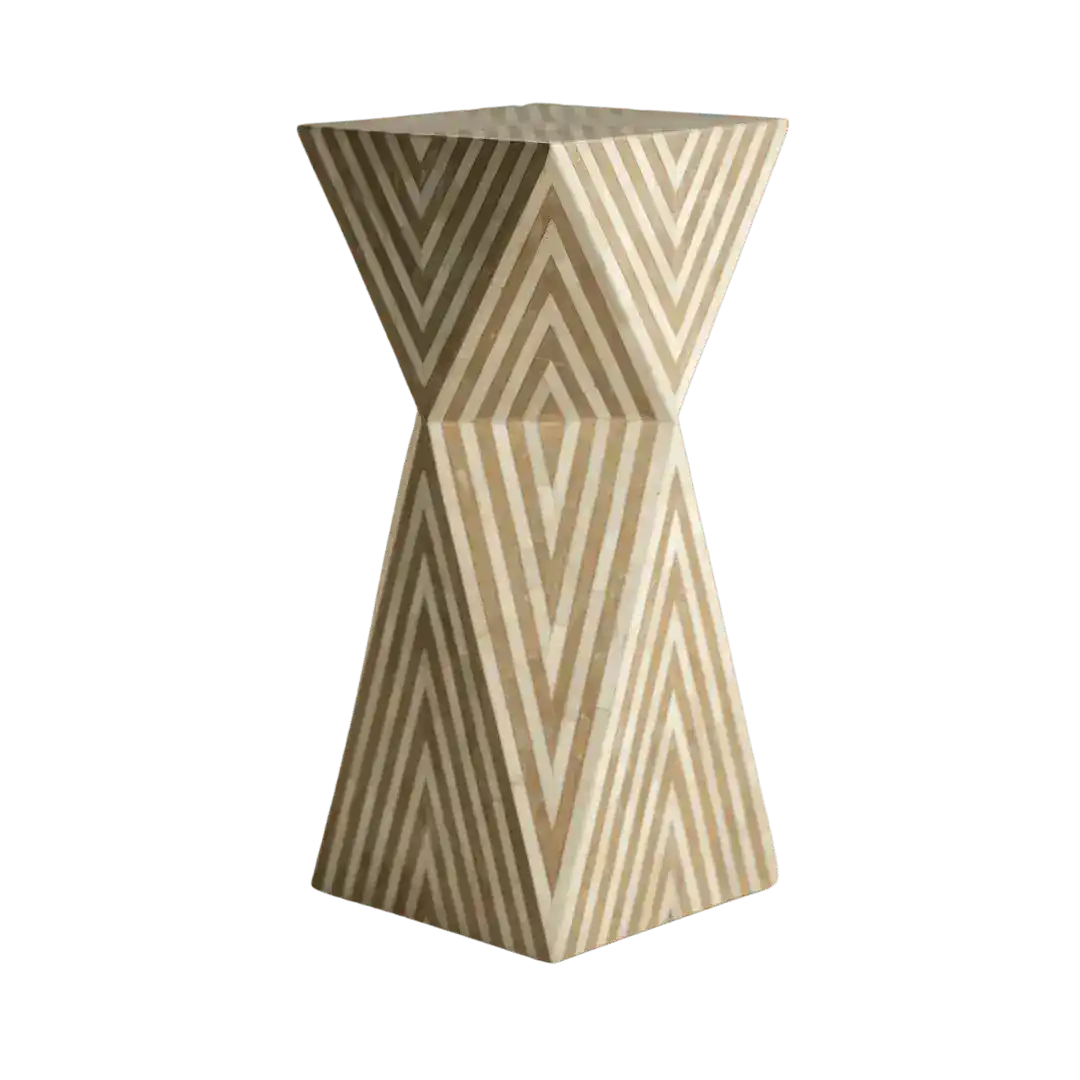 Ivory and Tan Stardom Bone Inlay Side Table