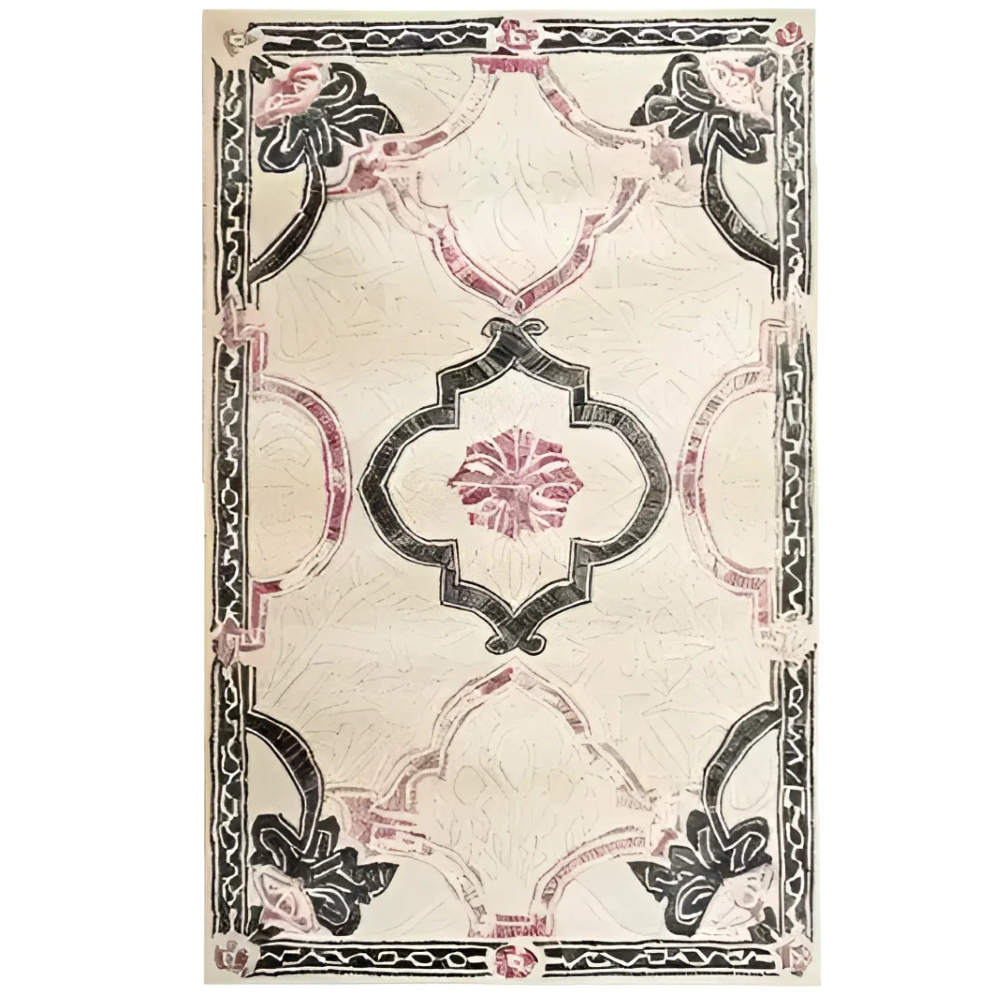 Ivory Bloom Border Hand Tufted Rug