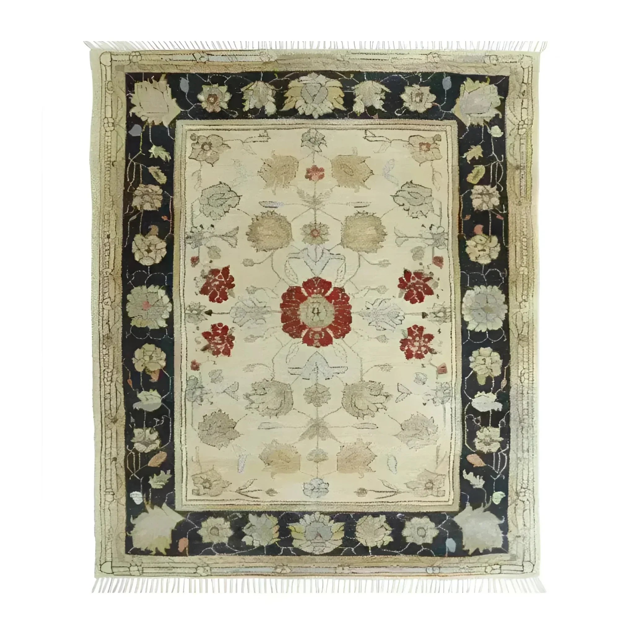 Ivory Elegance Hand Knotted Area Rug