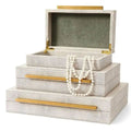 Ivory Faux Shagreen Leather Storage Boxes - Set of 3