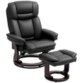 Swivel Recliner Chair with Ottoman, PU Leather Recliner with Adjustable Backrest, Black