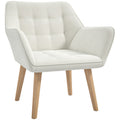 Modern Accent Chair with Wide Arms & Slanted Back for Living Room, Bedroom, Cream White